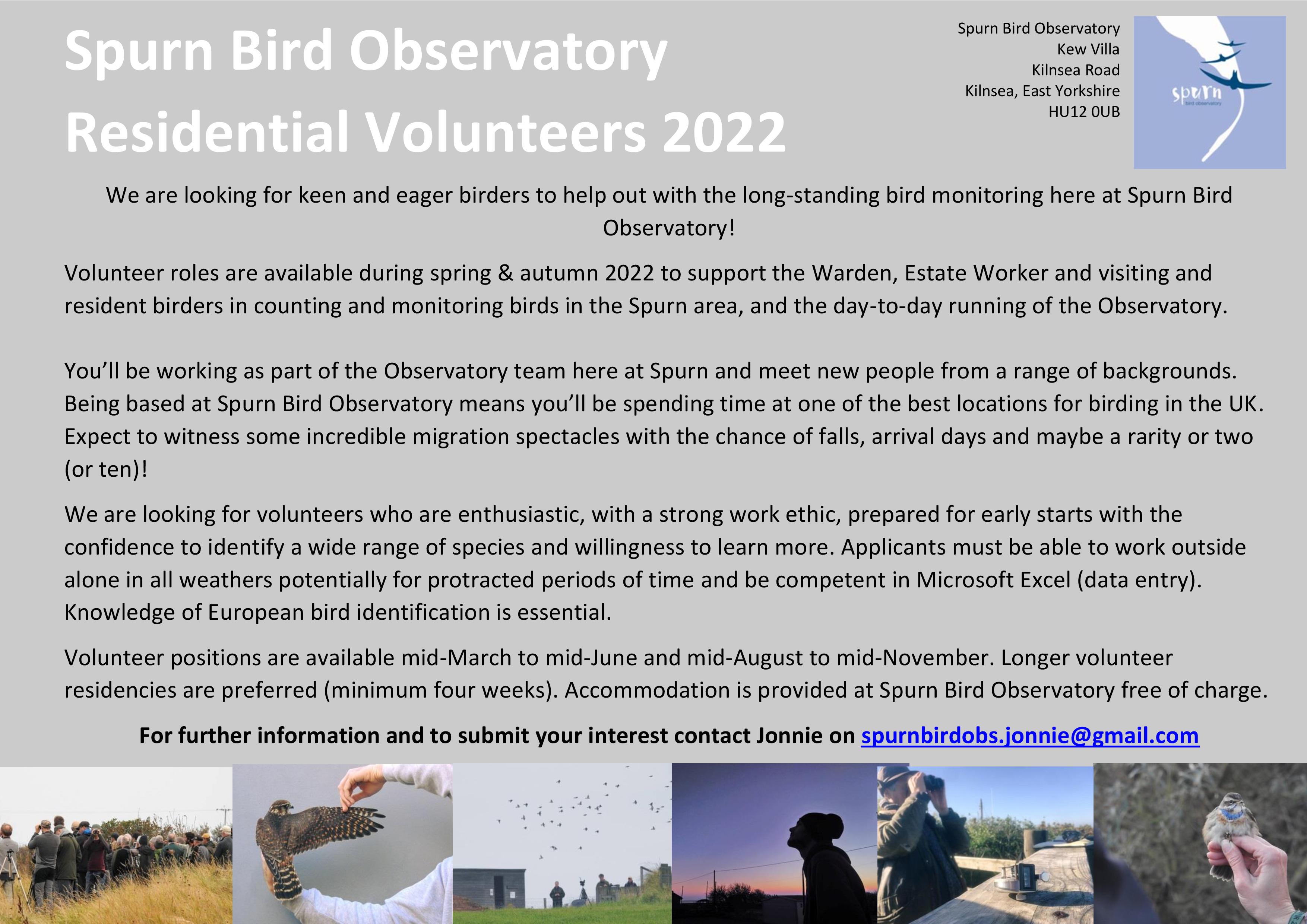 Spurn Bird Observatory Residential Volunteers 2022